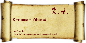 Kremmer Ahmed névjegykártya